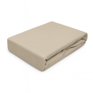 Prześcieradło z gumką jersey 200x220cm 100% bawełna hotelowe grube BEŻOWE